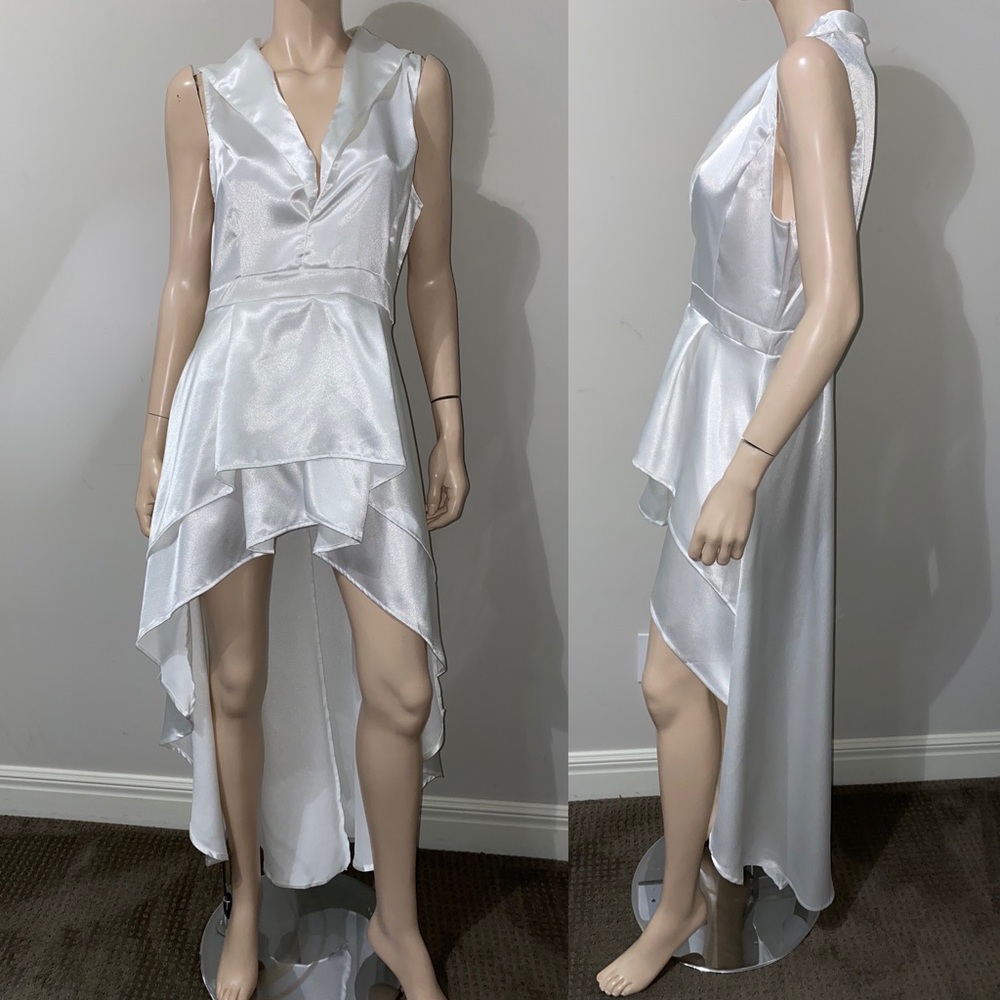 White Sleeveless Hi Low dress L